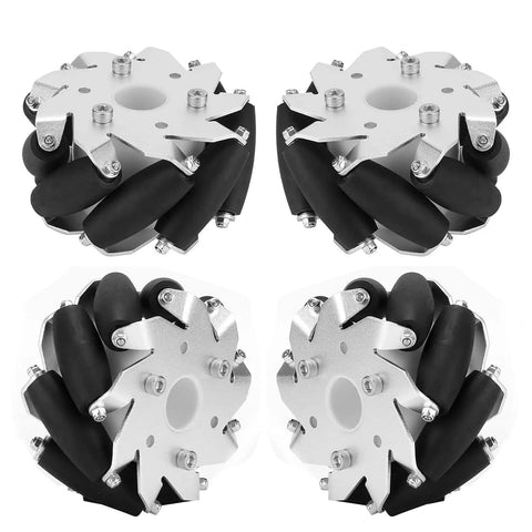 100mm Steel Mecanum Wheel Set For Robots With High Stability And Omni Directional Movement, 9 Roller Design, 45kg Load Per Wheel