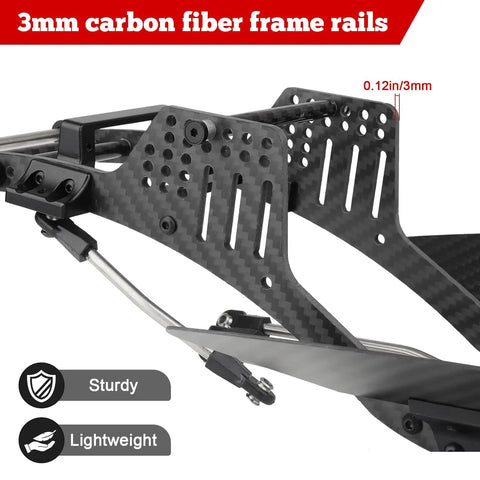 Carbon Fiber LCG RC Chassis Kit With Transmission And Drive Shaft For Axial SCX10 SCX10 II Capra 1.9 UTB And Other 1/10 Scale Crawler Builds Upgrades Included showing 3mm carbon frame rails