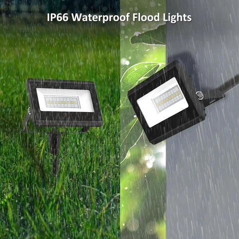 RGB LED Flood Light Kit With Remote For Outdoors, Color Changing Landscape Lighting under rain, IP66 Weatherproof 40W RGBW