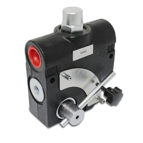 Summit Hydraulics adjustable hydraulic flow control valve with relief, 0–30 GPM, 3/4 in NPT port, front view