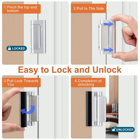 Instructional steps for using Straight Up Heavy Duty Double Pack Door Security Bolts With Three Inch Reinforced Steel Strike Plates That Offer An Ultra Tough Kick Resistant Eight Hundred Pound Shield Silver Finish.