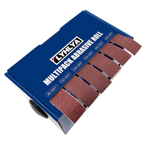 Assorted Sandpaper Rolls Kit 1 In X 19.7 Ft Emery Cloth Dispenser Pack Grits 80 150 240 320 400 600 for woodworking and metal work