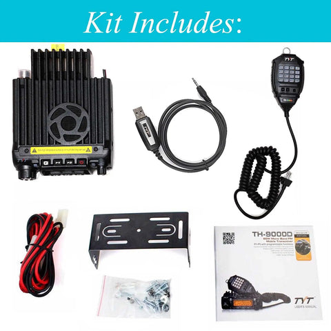 Car Mobile Transceiver 60W VHF 2M Ham Radio With USB Programming Cable Kit Components Display