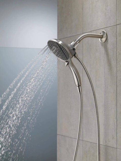 Two In One Dual Shower Head With Handheld Spray In Chrome, Detachable Shower Head With Hose, Versatile In2ition 4 Spray Patterns