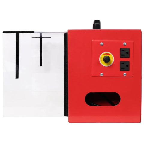 Shop Grade Workhorse Portable Tabletop Dust Collector With Knockout 725 CFM Suction And Variable Speed Motor Including HEPA Filter side view with control panel.