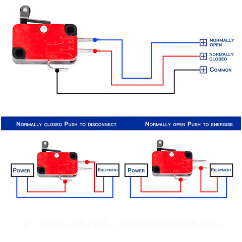 Diagram of V-156-1C25 Micro Limit Switch with wiring, showing SPDT momentary action, short hinge lever, for automotive electronics.