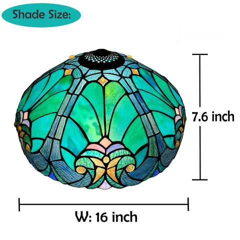 16-Inch Wide Victorian Style Stained Glass Lampshade For Table And Floor Lamps Handcrafted Real Leaded Glass Shade