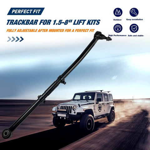 Beefed Up One And A Half To Eight Inch Lift Adjustable Front Track Bar For Ford F250 F350 4x4 Super Duty Forged Steel Suspension Upgrade Precision Machined Fit, black forged steel track bar for lifted Jeep off-road use
