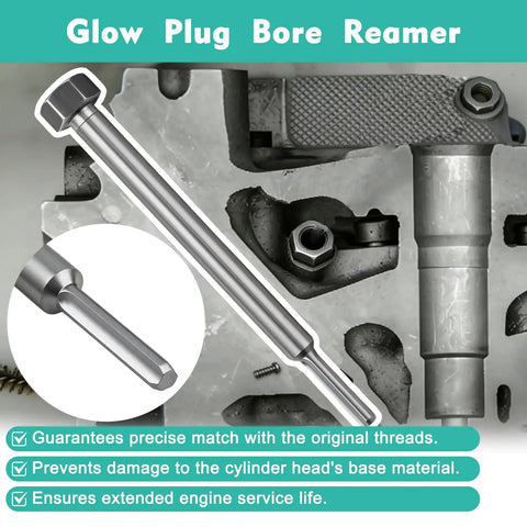 Duramax Glow Plug Bore Reamer Tool For 6.6L 3.0L 2.8L Diesel Engines Beefy Heavy Duty Alloy Steel with engine close-up