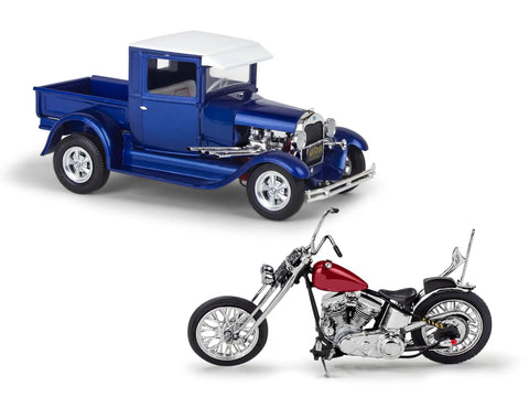 1929 Ford Model A Hot Rod Pickup With California Street Chopper 1:25 Scale Kit, Dual Build Set model display