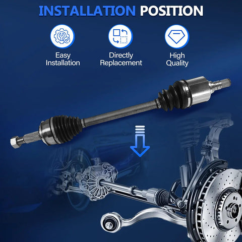 Front AWD CV Axle For Nissan Rogue 2014 Through 2020 Left And Right Pair Driver And Passenger Sides Direct Fit Drop In Replacement 2.5L Models Strong CV Joint Assembly installed