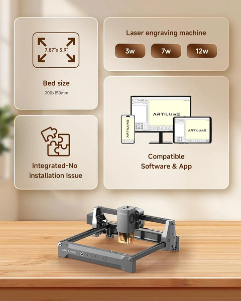 Pro Grade 3000mW Laser Engraver And Cutter With 200x150mm Workspace LightBurn Compatible 0.01mm Precision For Wood Metal Acrylic Leather WiFi And App Control Preassembled For Beginners Ideal For DIY Crafts And Small Business, 200x150mm bed