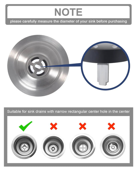 2 Pack Kitchen Sink Basket Strainers Replacement For 3-1/2 Inch Standard Drains Brushed Stainless Steel Body With Center Knob And Rubber Stopper Fits Most American Sinks Easy Install visual guide