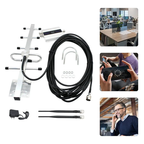 GSM 900MHz phone repeater kit with antennas and cables for boosting mobile signal to eliminate dead zones
