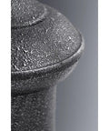 Close-up of Brookside Outdoor Wall Light Black Finish, 10 Inch Wide By 10.75 Inch Tall Exterior Fixture, textured aluminum detail