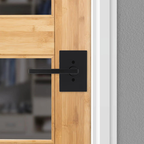 Dummy Door Lever For Closets And French Double Doors, Matte Black Non Turning Pull Handle With Reversible Interior Mount