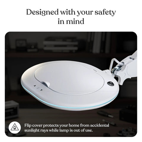Hands Free LED Magnifying Glass With Adjustable Stand And Floor Lamp, XL Magnifier Lens with cover for safety