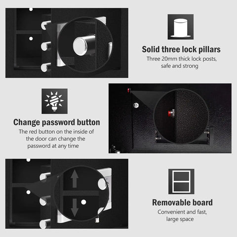 Illustration of Heavy Duty Safe Box Security Cabinet With Digital Keypad Alarm LED Indicator And Triple Lock Core Anti Theft