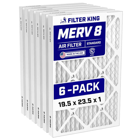 MERV 8 Pleated Air Filter For HVAC Systems 19.5 x 23.5 x 1 Inch Six Pack Keeps Dust And Allergies At Bay Electrostatic Furnace Filter