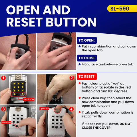 Push Button Key Storage Wall Mount Lock Box With Easy To Use Phone Style Keypad For Keyless Access instructions