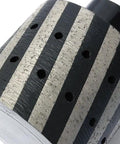 Close-up of resin-filled diamond drum wheel with 5/8-11 thread for coarse grinding of concrete granite stone polishing.