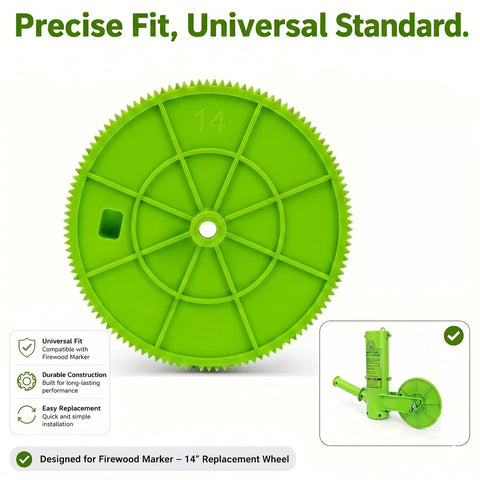 No Sweat 14 Inch Automatic Paint Marking Wheel For Firewood And Log Cutting Sprays Clean Lines Instantly - Green replacement wheel.