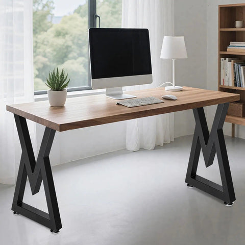 Beefy 28 Inch Heavy Duty Metal Dining Table Legs With Adjustable Feet Pads, desk setup in home office with monitor and lamp