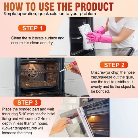 Step-by-step guide using Heavy Duty High Temp Silicone Sealant 3 Point 8 Oz White For Extreme Heat Bonds And Seals In Ovens Grills