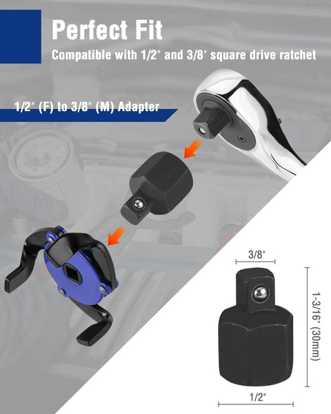 Heavy Duty Universal Oil Filter Wrench Set Featuring Adjustable Pliers And Three Jaw Remover For Smooth Car Truck Suv Maintenance with adapter.