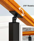 Rock Solid Black Wrought Iron Stair Railing Posts With Smooth 270 Degree Flat Mount Brackets For Indoor Outdoor Deck And Balcony 43 Inch Modern Balusters 20 Count No Sweat Assembly showing 270-degree rotation of mounting bracket.