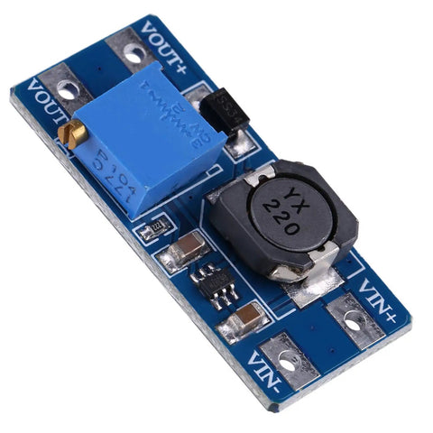 DC DC Boost Converter Module Adjustable Voltage Step Up Power Supply 2V to 24V Input Up To 28V Output 2A High Efficiency 93 Percent With Potentiometer For Industrial Equipment DIY Projects, blue 36x17x14mm board