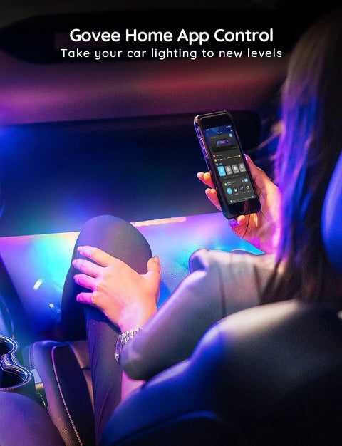 Car LED Strip Lights RGBIC Interior Lighting With App Control And Music Sync 16 Million Colors In A Two Line Design in use