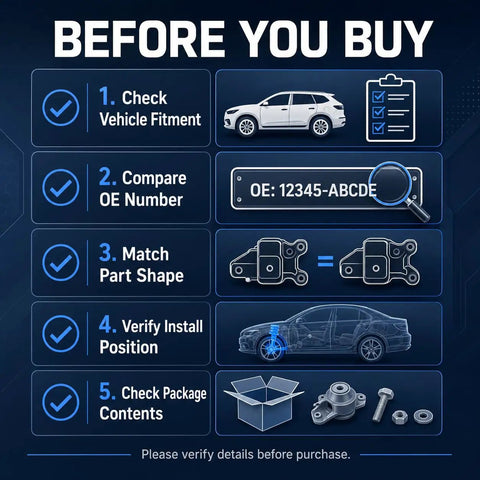 Checklist for purchasing Rear Forward Leaf Spring Bracket Mounting Kit with Bolts and J Clips, detailed instructions.