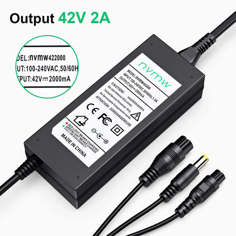 3 In 1 Replacement Charger 42V 2A Power Adapter With 3 Claw Connectors For 8mm 12mm Female Ports 5.5 By 2.5mm Universal
