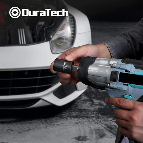 Person using Fourteen Piece External Star Impact Socket Set With Storage Case for E4 Through E24 Sockets in One Quarter Inch