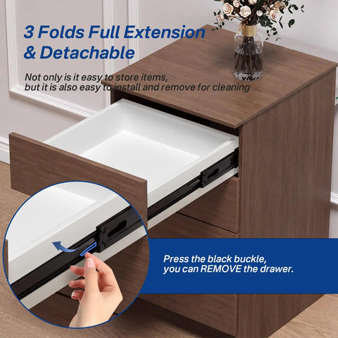 Heavy Duty Soft Close Drawer Slides With Hella Smooth Hydraulic Dampers And Tough One Hundred Pound Load Rating Steel Cabinet Glides Two Pair Kit For Quick Home Upgrades in use with full extension drawer.