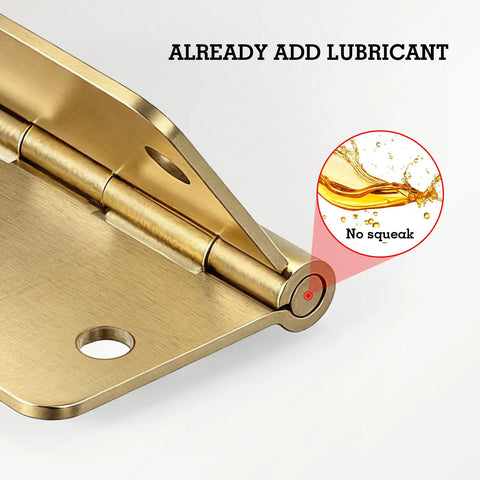 Satin Brass Rounded Door Hinges Three And A Half Inch One Quarter Radius Three Pack With Eighteen Free Screws detail