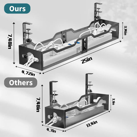 Under Desk Cable Management Tray Clamp On 25 Inch Wire Organizer For Office And Home No Drill No Damage To Table