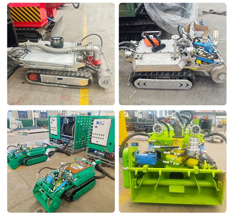 Industrial Sludge Removal Robot For Tanks Drainage Channels Pipelines And Waterways Remote Controlled Dredging And Cleaning Machine with multiple models in a warehouse.