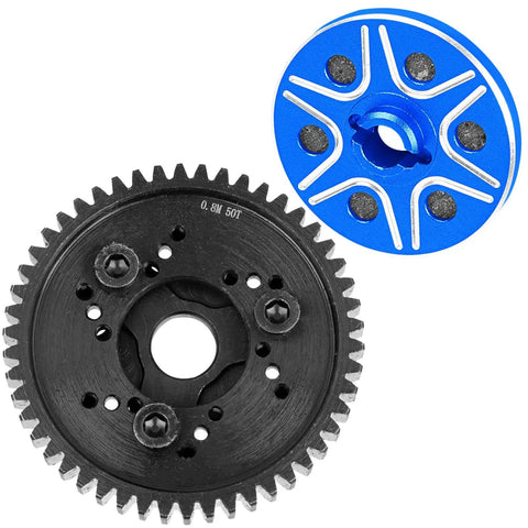 50T 0.8Mod RC Spur Gear Set With Extra Heavy Slip Clutch Upgrade For 1 Ten Scale Slash 2WD VXL Rustler 2WD VXL Stampede 2WD VXL Bandit 2WD VXL Steel Metal Navy Blue