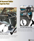 Comparison of Trolling Motor Stabilizer Mount And Shock Absorber For Terrova Ulterra PowerDrive with adjustable arm and tough-claw option.