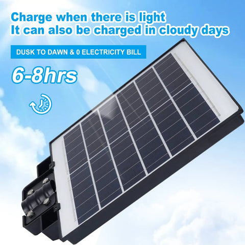 600W Solar Street Light Outdoor Waterproof Security Light With Motion Sensor Dusk To Dawn 6500K Cool White LED Beads