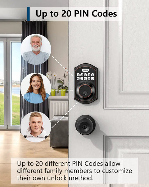 Installed Keyless Entry Door Lock With Keypad For Front Door, Smart Deadbolt With Auto Lock, 20 Access Codes Plus One Time Use Code, Easy Install, Oil Rubbed Bronze Finish, Includes 2 Keys