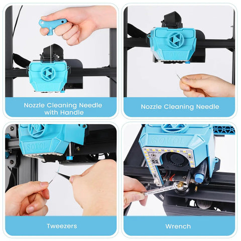 Image showcasing Top Shelf 13 Piece 3D Printer Nozzle Cleaning Kit With Heavy Duty Wrench And Precision Needles for effective clog removal.