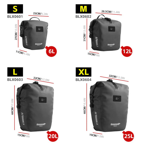 Waterproof Bike Pannier Bag 25L With Quick Release TPU Coating And Reflective Design Shoulder Strap Included Built available in 6L 12L 20L sizes