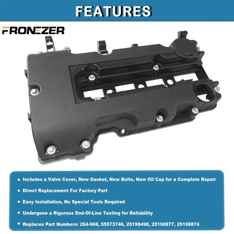 Valve Cover Assembly With Gaskets Bolts And Oil Filler Cap Compatible With 2011 2020 Chevy Cruze Sonic Trax Volt Cadillac ELR Buick Encore 1.4L Turbo Replacement Kit