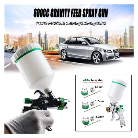 Slick Handheld Airbrush Kit And Hvlp Paint Sprayer Featuring 600ml Gravity Cup And Smooth Operator Adjustable Nozzles for precise painting.