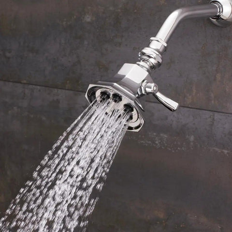 Anystream 360 Shower Head Delivers A Spa Like Shower Experience With Patented Spray Settings And Even Coverage 2.5 GPM Flow Polished Chrome Finish For A Dope Shower Upgrade mounted on wall with water flow