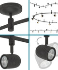 Oil Rubbed Bronze 96 Inch LED Flex Track Lighting Fixture With 5 Adjustable Heads Bulbs Included Customizable Ceiling Track For Kitchen Living Room Slick Modern Home Lighting showing detail of adjustable head and flexible track