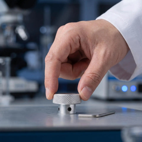 Hand placing Super Smooth Mini Lathe Handwheel Made From Heavy Duty Aluminum Alloy With 0.4 Inch Inner Hole For Precise Milling Control And Anti-Slip Grip Feel.